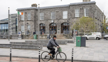 cyclist on cycle lane near station Limerick