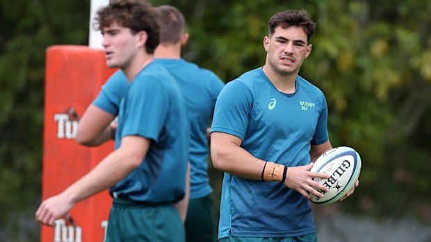 Zach Fittler of Australia warms up at FMG Stadium Waikato.