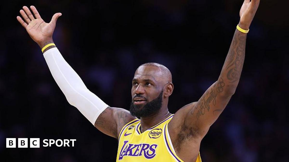LeBron James of the Los Angeles Lakers celebrates a play during a game against the Los Angeles Clippers on 20 February 2026