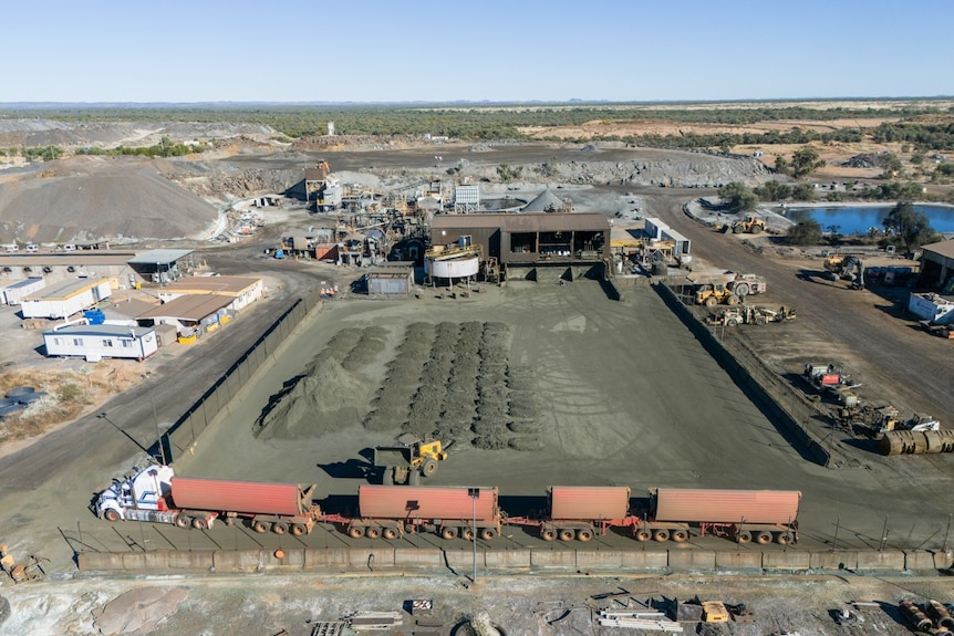 Copper concentrate is loaded into trucks headed to Mount Isa's smelter.