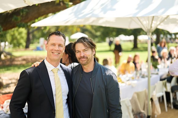 Grammy-winning US singer, writer and producer Harry Connick Jr (right) with Chris Andrews, CEO of La Trobe Financial, on Friday at the Melbourne Food & Wine Festival’s Longest Lunch.