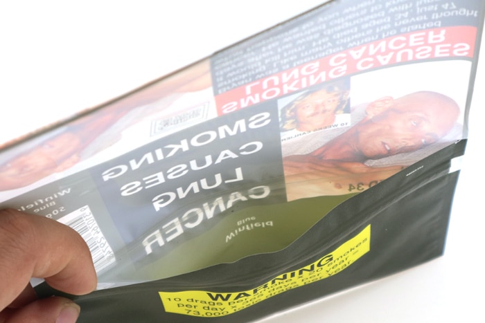 Bogus tobacco packaging pictured on the online marketplace Alibaba.