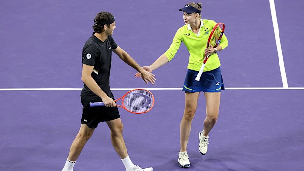 Taylor Fritz and Elena Rybakina in action.