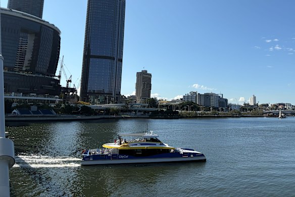 A CityCat on the Brisbane River.