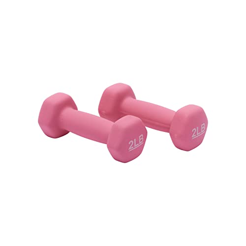 Amazon Basics Neoprene Dumbbell Hand Weights for Workout and Exercise, 2 Pounds, Pink, Pair