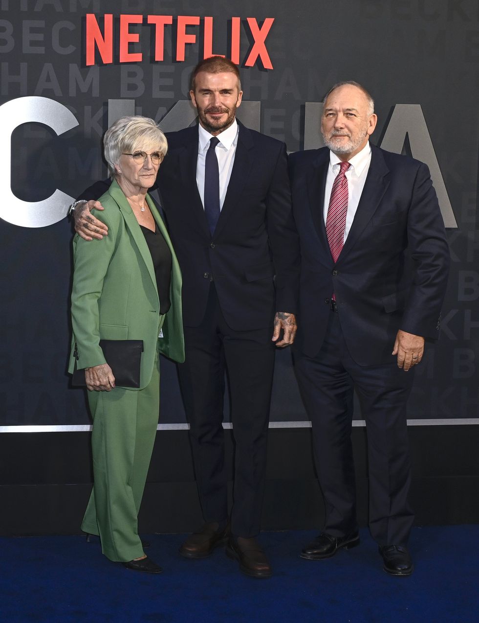 David Beckham with Ted and Sandra Beckham