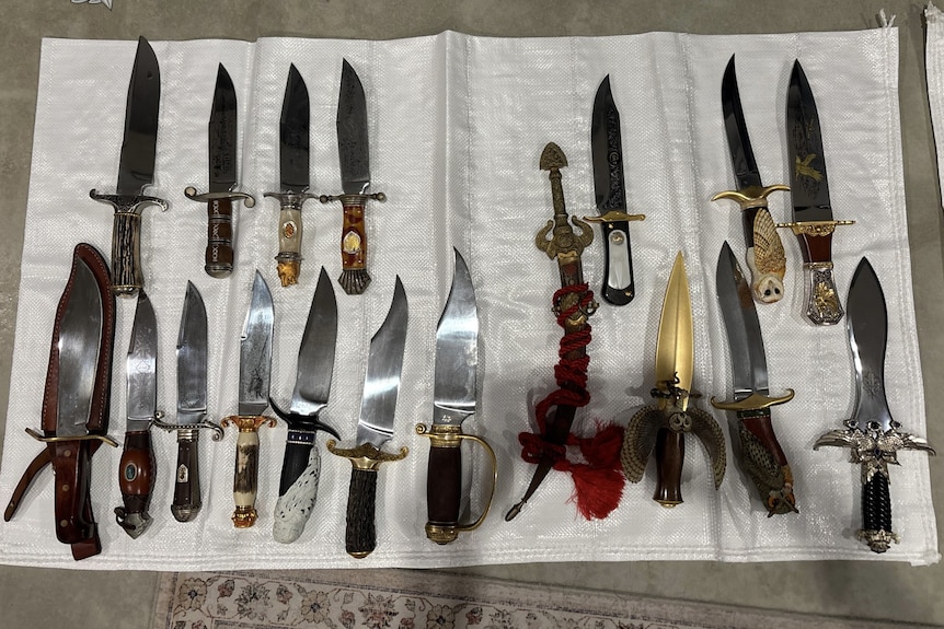 A collection of ornate knives.