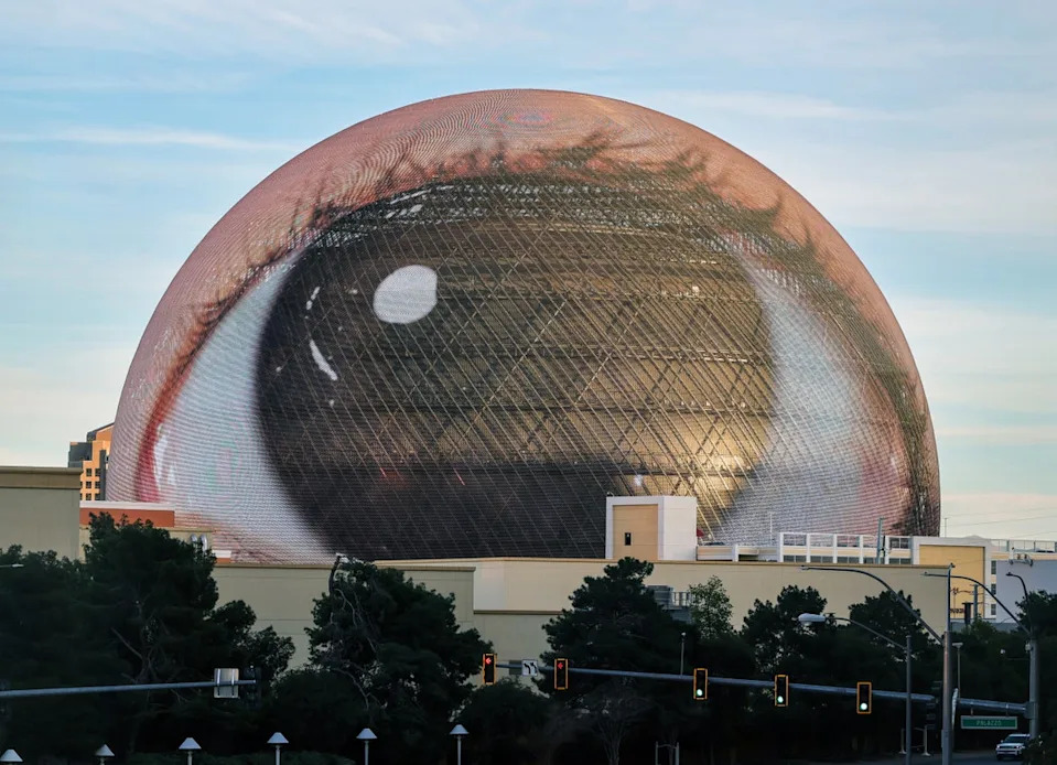 The Sphere in Las Vegas lights up with an image of an eyeball (Getty Images)