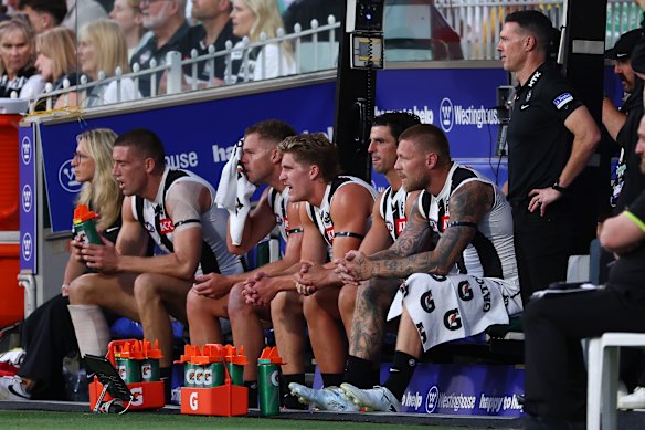 Collingwood used Scott Pendlebury on the bench as part of the AFL’s revised interchange bench.