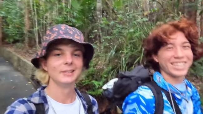 Reon Namba and Jacob Tait at the start of their hike.