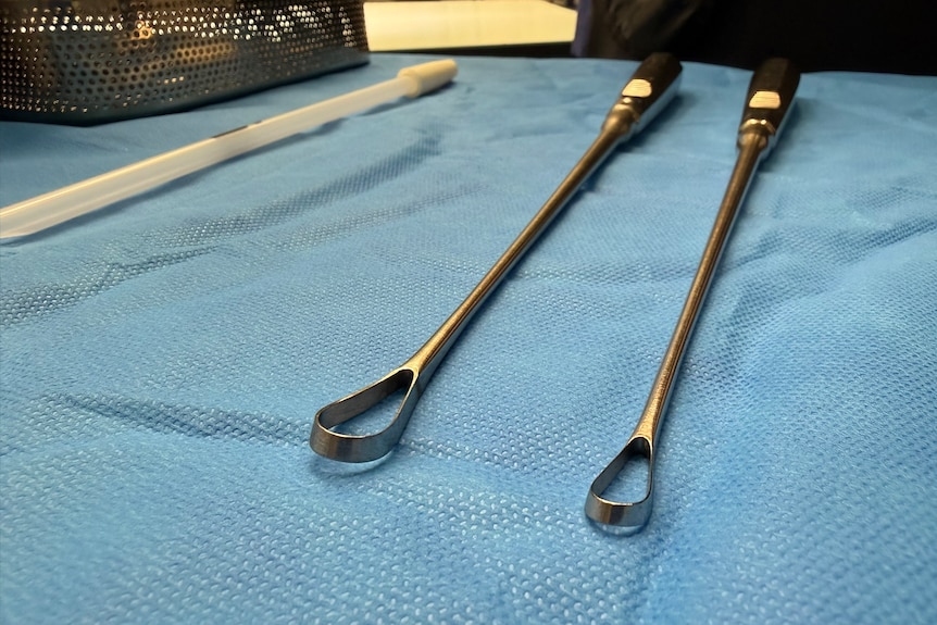 Medical instruments on a table