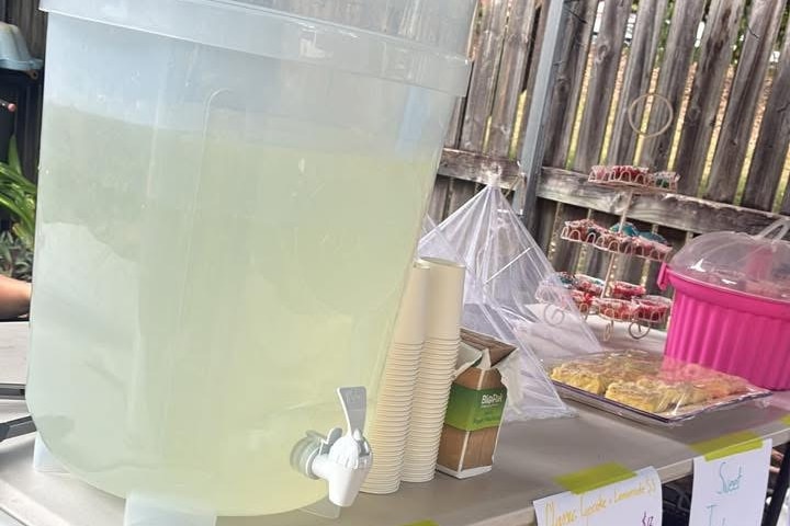 A cupcake and lemonade stand