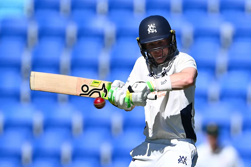 Seen here, Victoria opener Sam Harper in the Sheffield Shield clash with Tasmania.