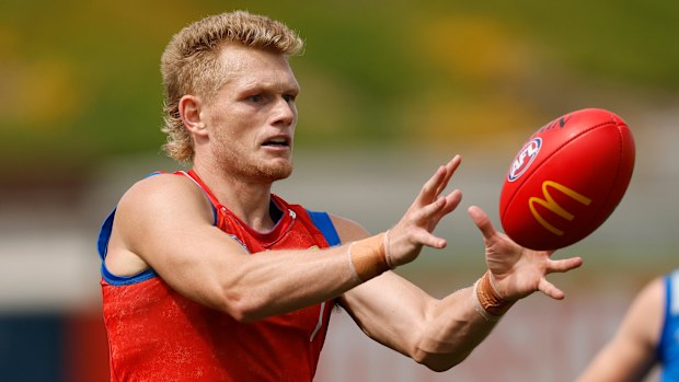 Adam Treloar training in 2026.