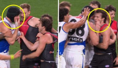 Tristan Xerri wipes blood on Andy McGrath’s face, video, Essendon v North Melbourne, suspension, reaction, tribunal, latest news