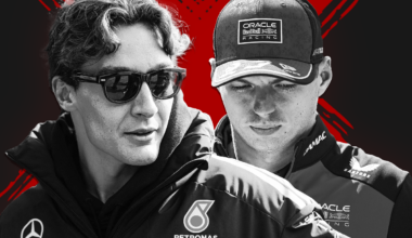 George Russell and Max Verstappen