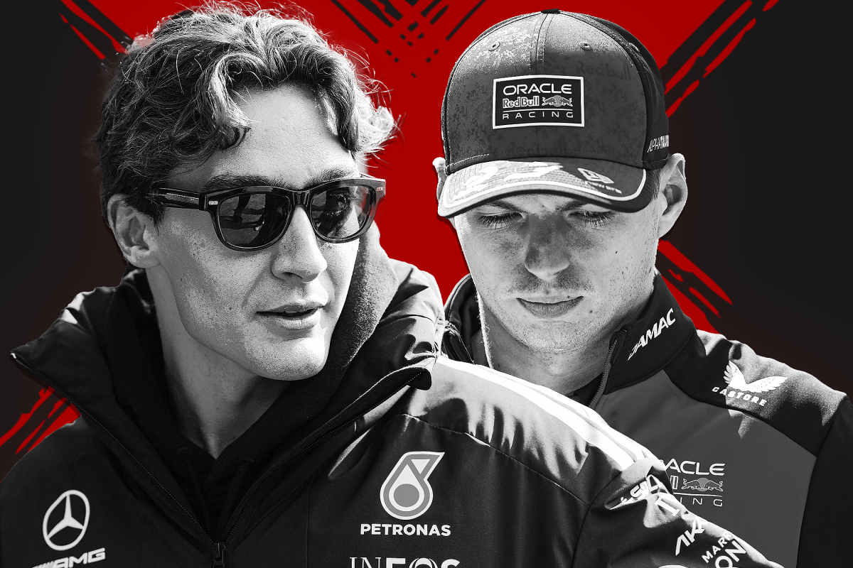 George Russell and Max Verstappen