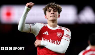 Max Dowman of Arsenal celebrates scoring