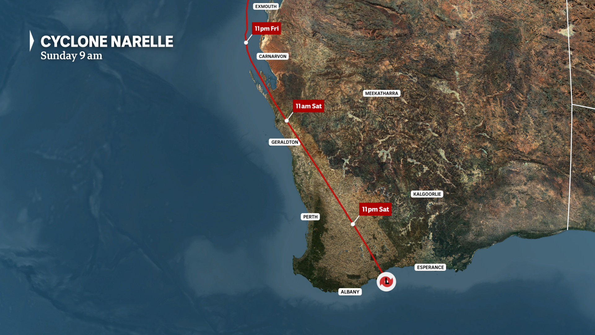 A track map showing a possible crossing in Gascoyne on the weekend