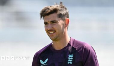 Josh Tongue in a training session for England during the Ashes