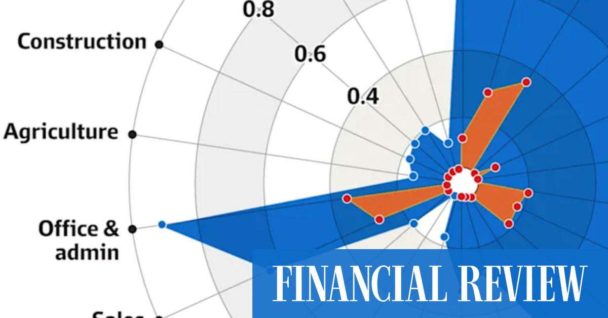 Illustration of AI computers chasing a businessman.