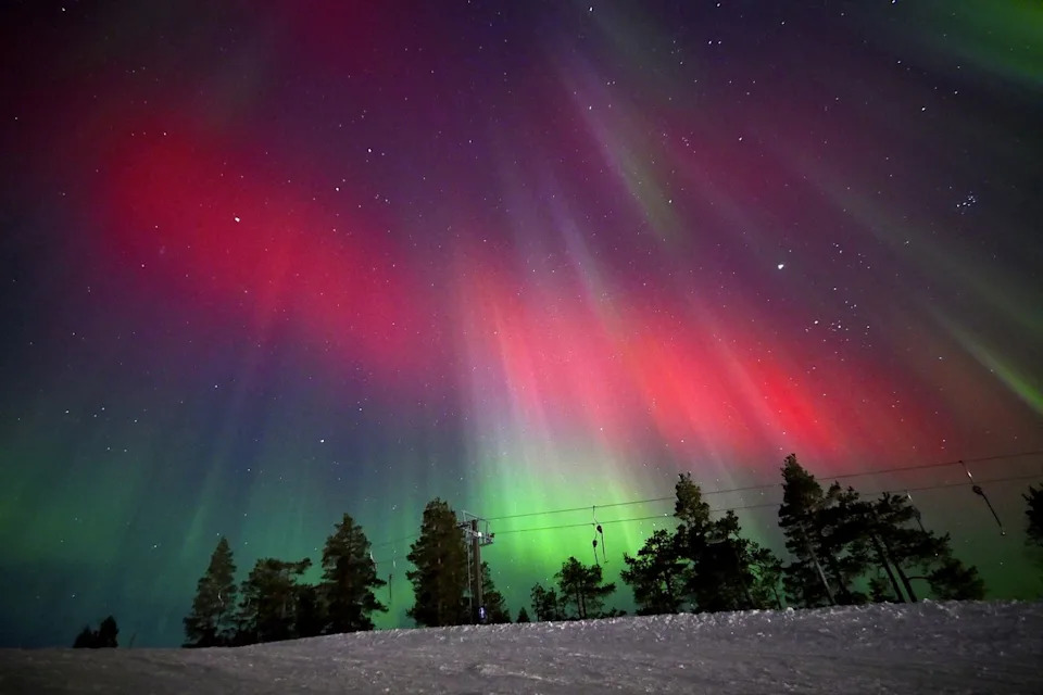 Aurora Borealis over ski slope in LeviCredit: Alex Nicodim/Anadolu via Getty