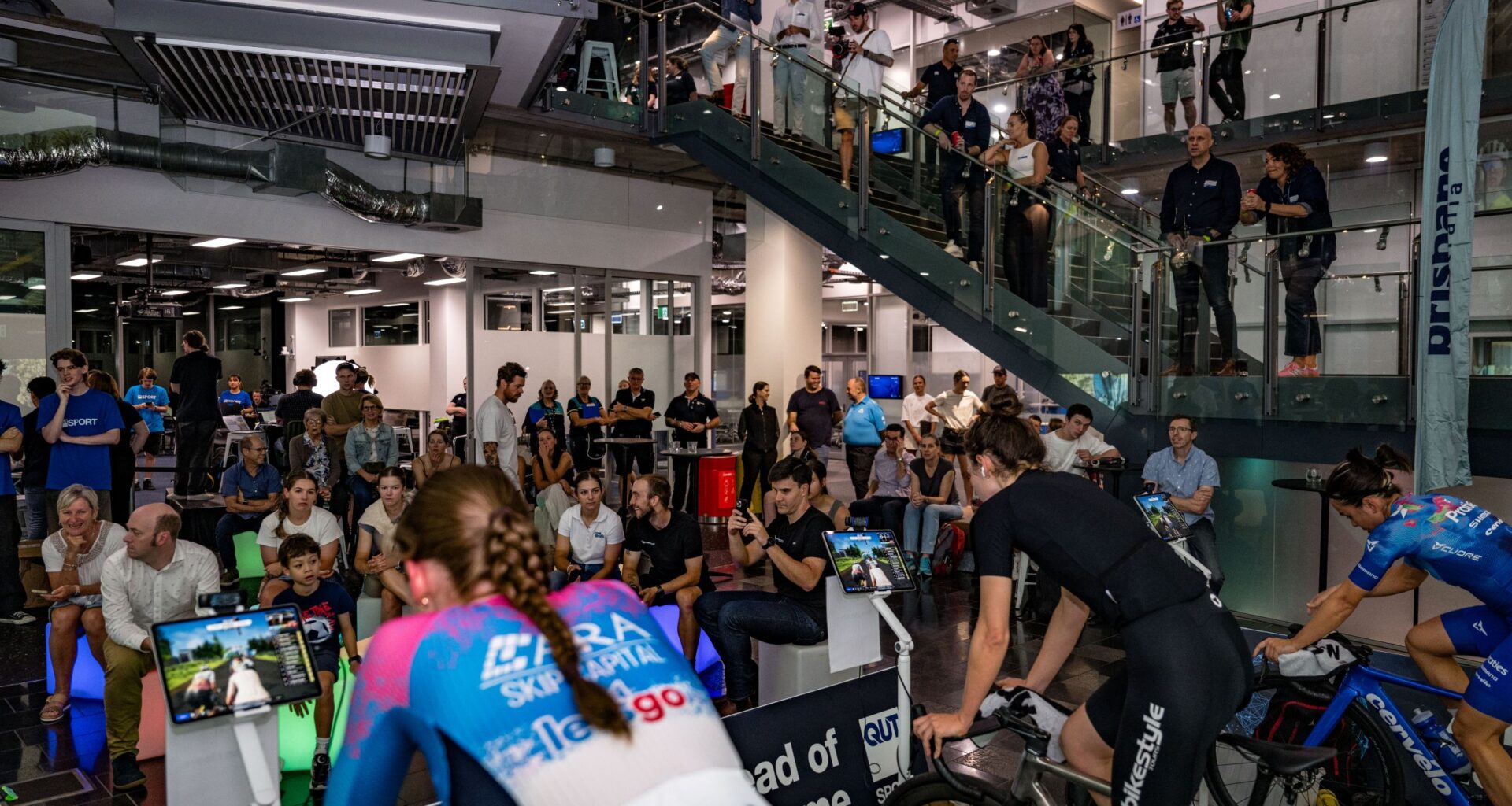 Live final of the AusCycling Esports National Championships at the QUT The Cube