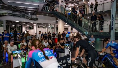Live final of the AusCycling Esports National Championships at the QUT The Cube