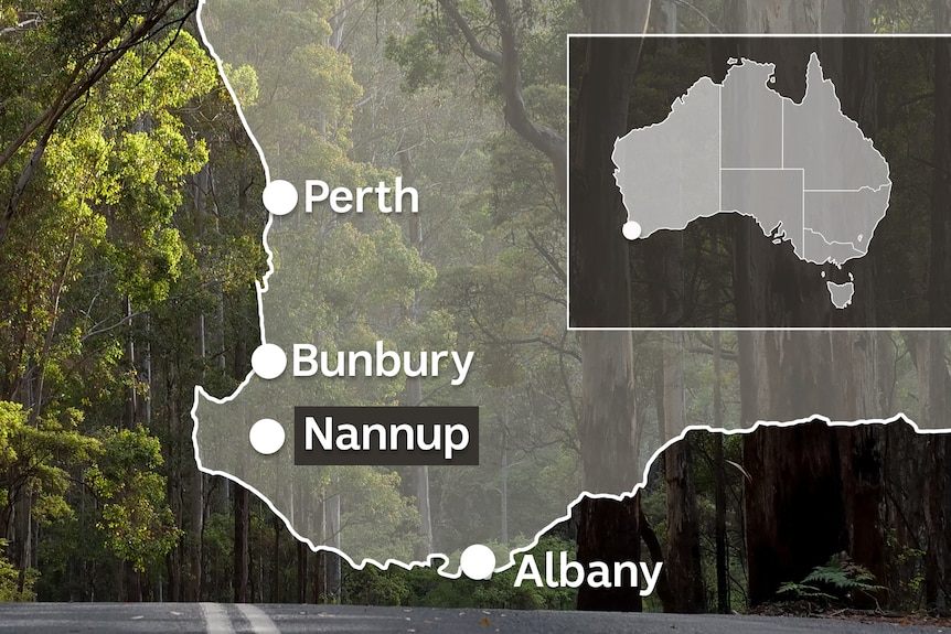 A map depicts the location of Nannup in south-west Western Australia.