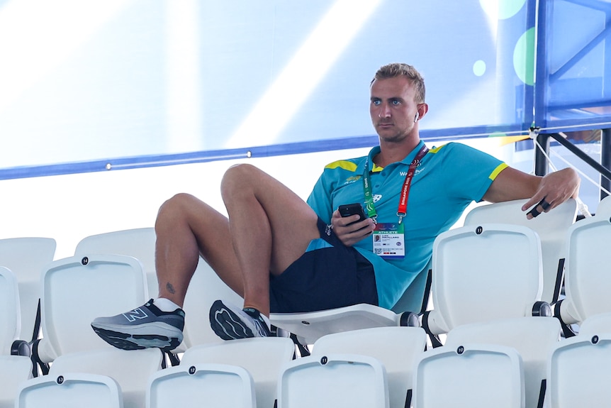 Luke Pavillard sits in the stands