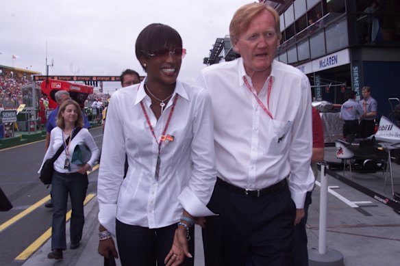 Naomi Campbell and Ron Walker and the 2001 Australian Grand Prix.