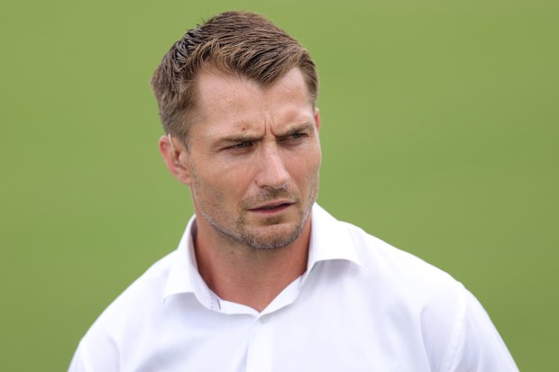 SYDNEY, AUSTRALIA - FEBRUARY 07: Kieran Foran commentates for Fox Sports ahead of the NRL pre-season match between Canterbury Bulldogs and North Queensland Cowboys at Netstrata Jubilee Stadium, on February 07, 2026, in Sydney, Australia. (Photo by Jason McCawley/Getty Images)