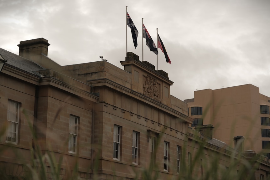 A grand sandstone building.