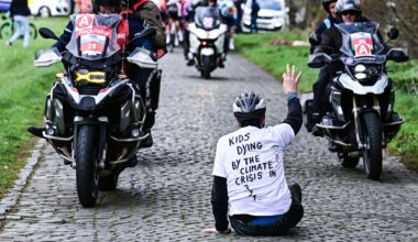Protestor at Ronde van Brugge
