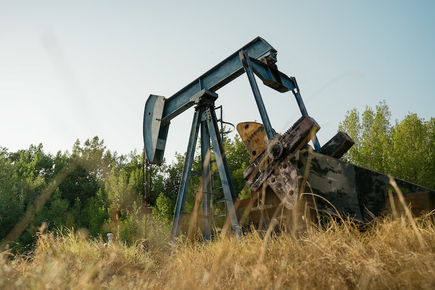 A pump jack used for pumping oil