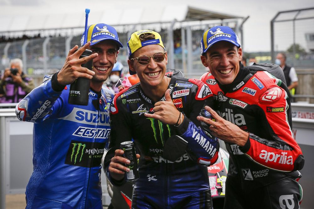 The podium finishers at Silverstone in 2021 - not a Ducati rider in sight