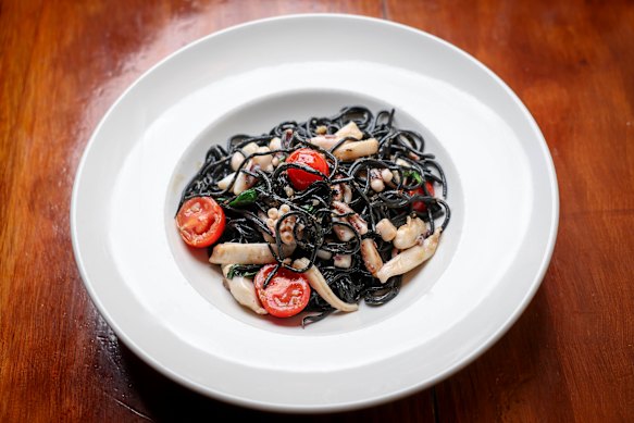 Squid ink linguine at Il Solito Posto. 