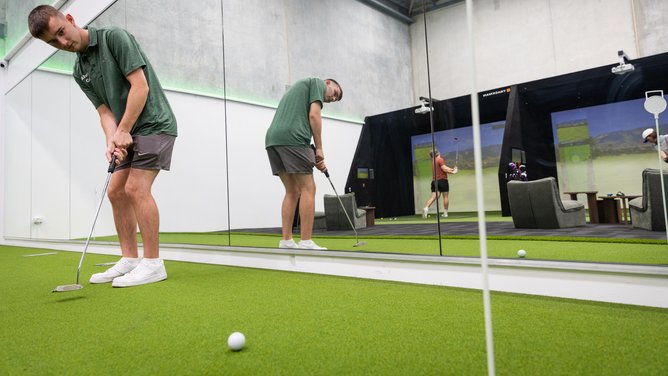 Always Golf includes an indoor putting green. 