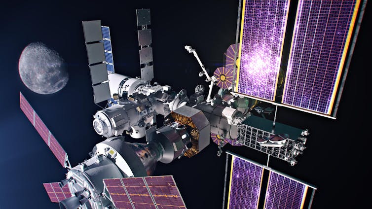 an illustration of the lunar gateway space station