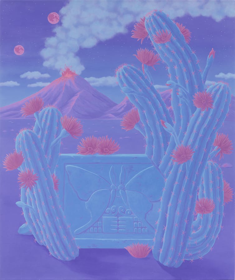 Purple and blue surrealist desert scene