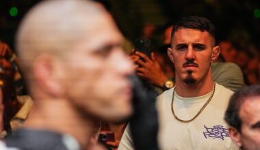 Tom Aspinall reacts to Alex Pereira vs. Ciryl Gane at UFC White House