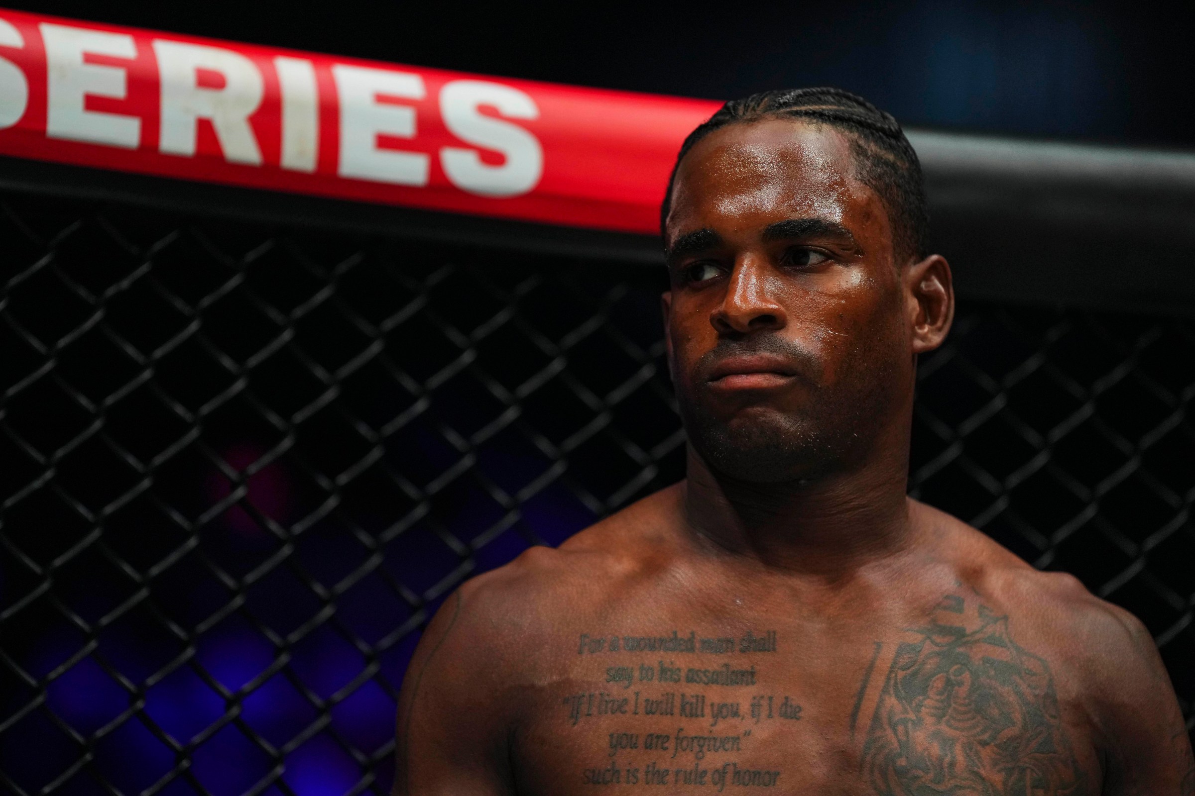 SAN DIEGO, CA - SEPTEMBER 07: Lorenz Larkin looks on before fighting against Levan Chokheli during Bellator Champions Series: San Diego at the Pechanga Arena on September 7, 2024 in San Diego, California. (Photo by Cooper Neill/Getty Images)