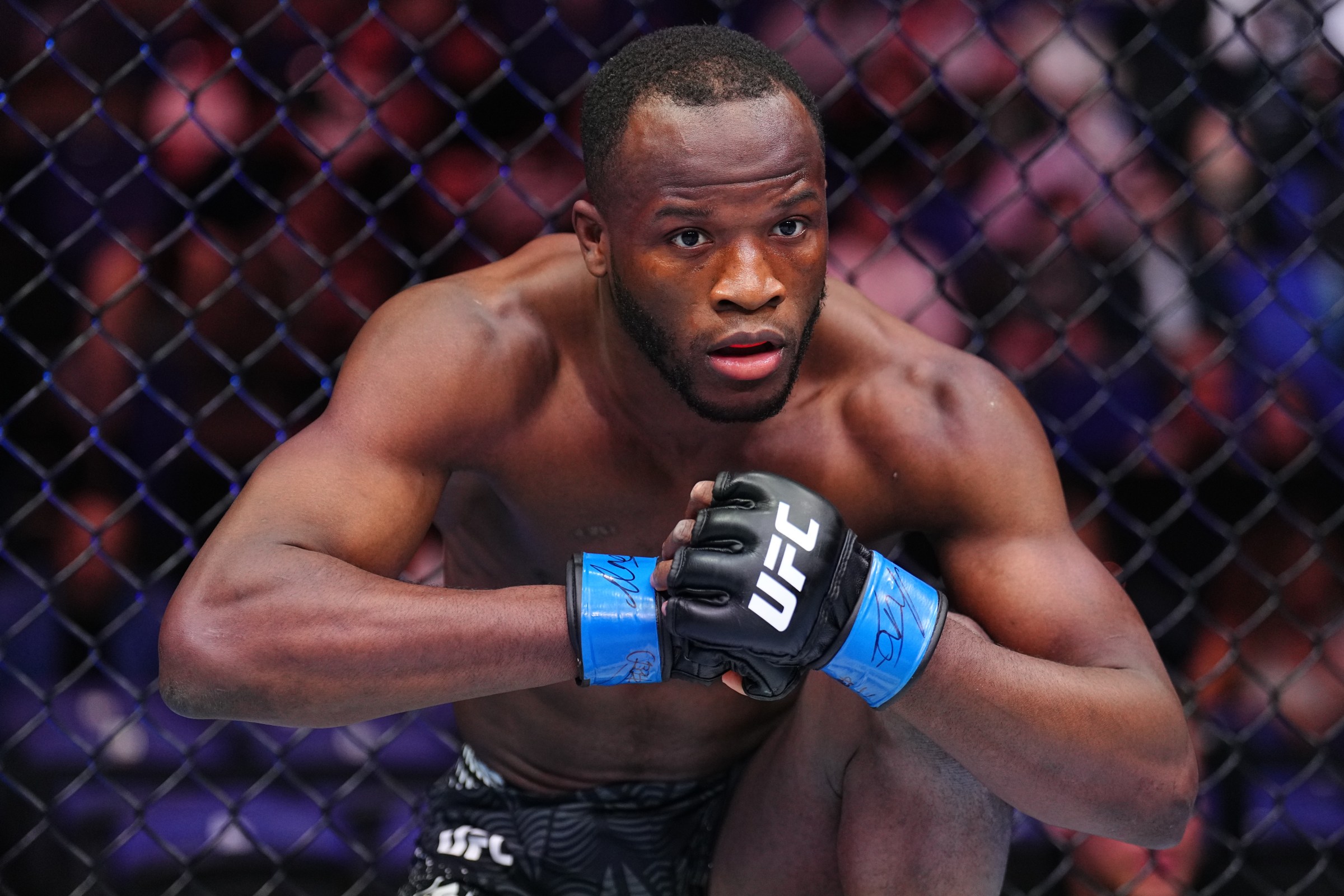 LONDON, ENGLAND - MARCH 21: Losene Keita of Belgium prepares to face Nathaniel Wood of England in a featherweight fight during the UFC Fight Night event at The O2 on March 21, 2026 in London, England. (Photo by Chris Unger/Zuffa LLC)
