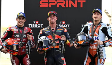 Pedro Acosta 1st, Marc Marquez 2nd, Raul Fernandez 3rd, 2026 Thai MotoGP Sprint