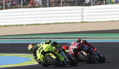 Fabio Di Giannantonio leads Marc Marquez, 2026 MotoGP Brazilian Grand Prix. Credit: Gold and Goose.