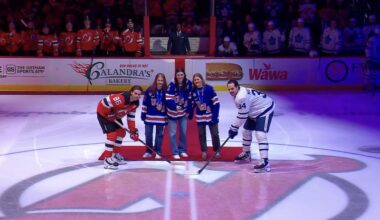 Devils honor Team USA women’s hockey team with ceremonial faceoff