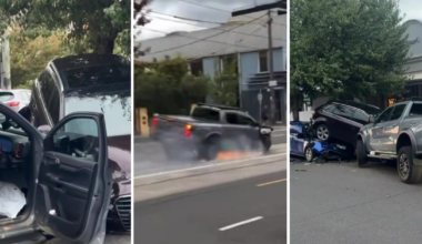 Man arrested after ute filmed screaming down Melbourne street on rims
