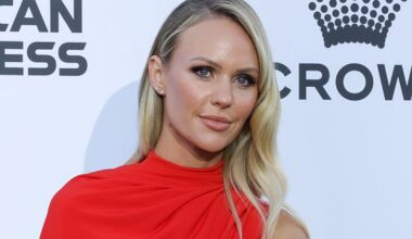 Jules Neale wears red dress at Glamour on the Grid event in Melbourne with 'hot date' after cheating scandal with Lachie Neale