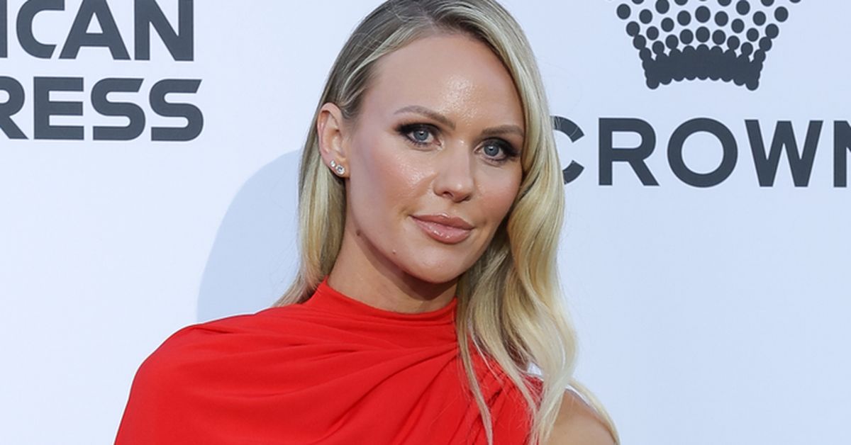 Jules Neale wears red dress at Glamour on the Grid event in Melbourne with 'hot date' after cheating scandal with Lachie Neale