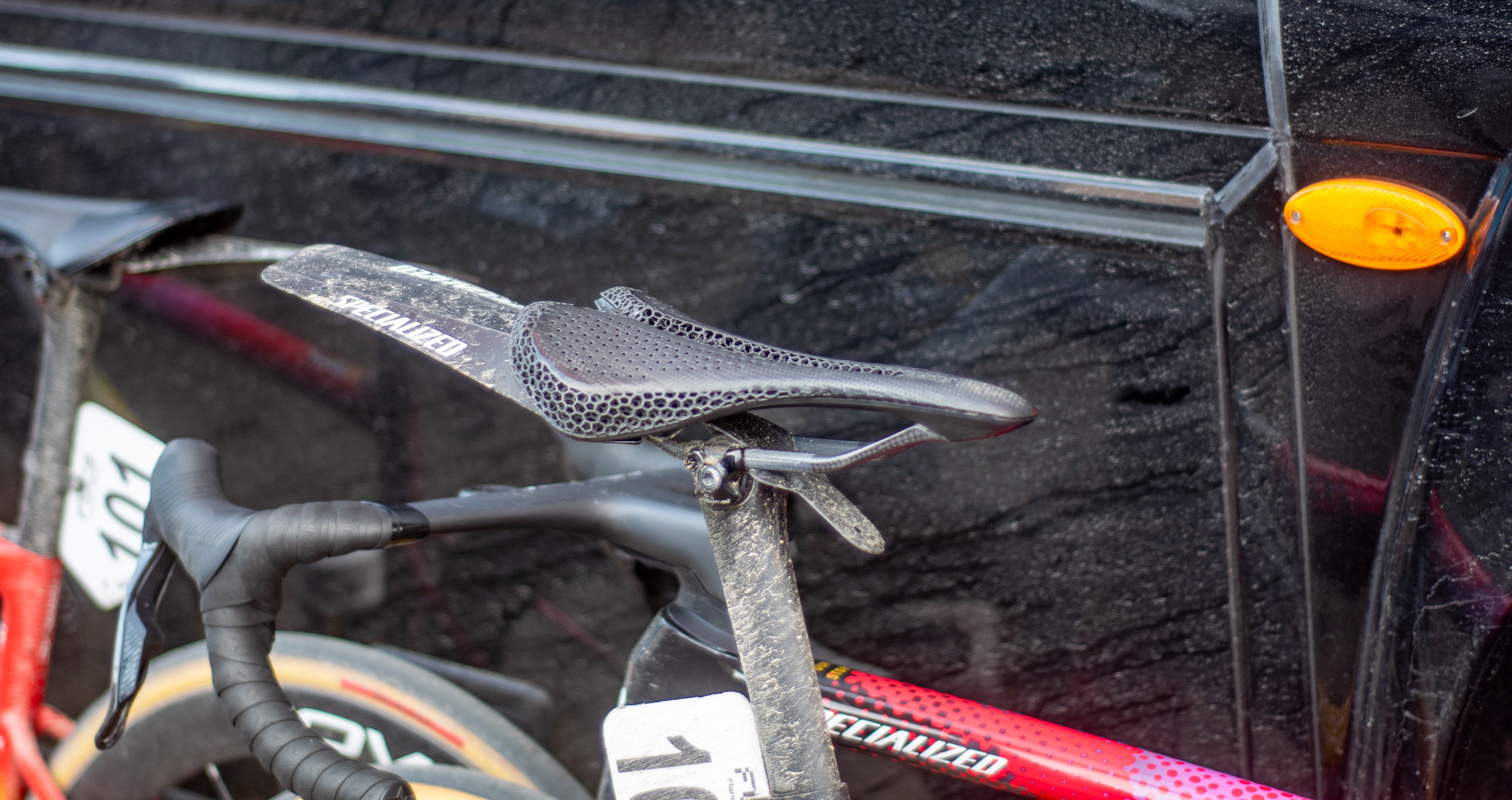 A Specialized bike fitted with an ass saver mudguard